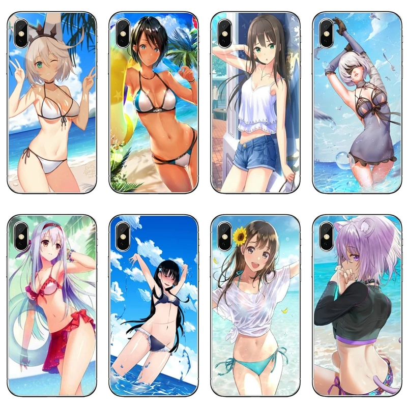 Чехол для Sony Xperia Z5 C6 L2 XA1 XA2 XZ1 XZ2 compact Premium LG G5 G6 G7 Q6 Q7 Q8 Q9 V30 V20 V10 anime beach girl|Бамперы| |