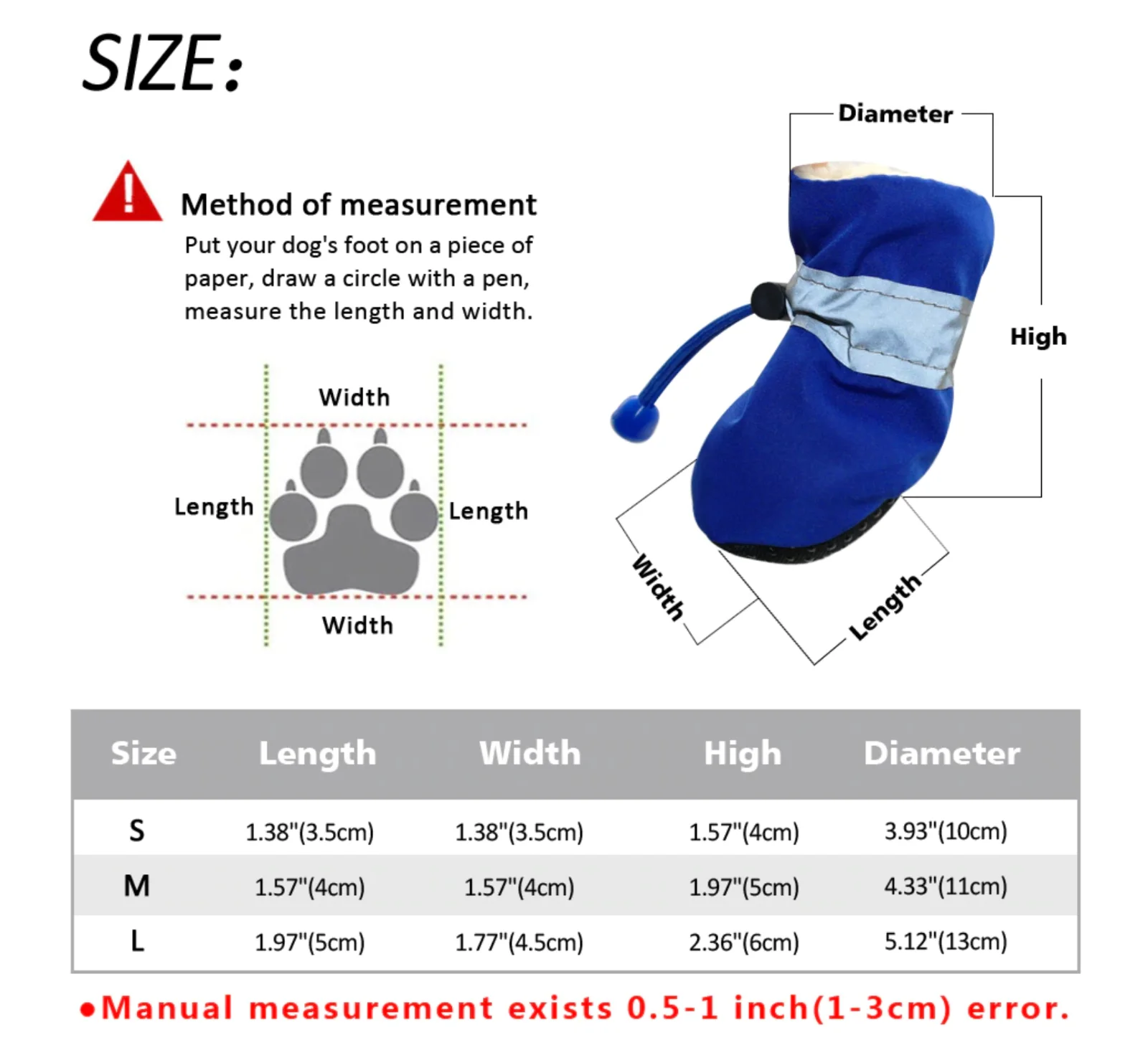 

4pcs Waterproof Winter Pet Dog Shoes Anti-slip Rain Snow Boots Footwear Warm