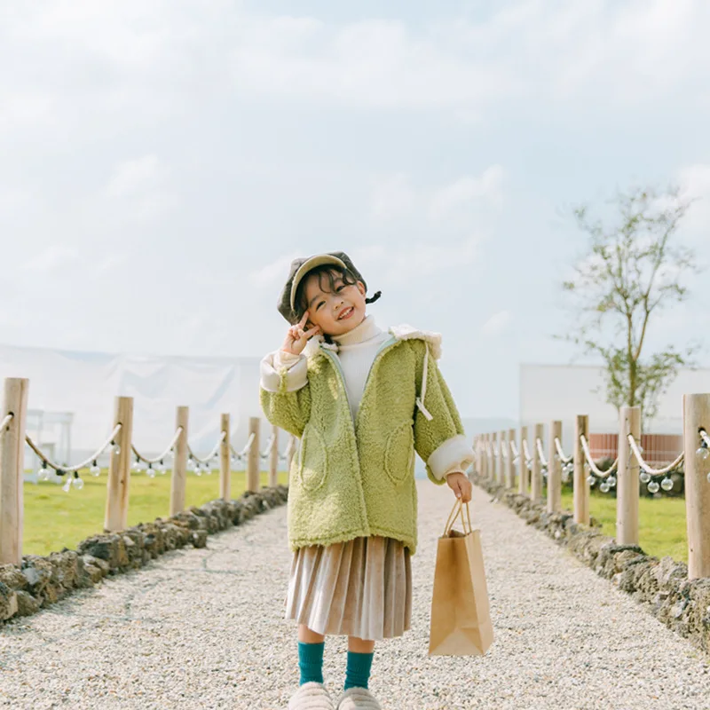 Зимние Модные шерстяные куртки на молнии с капюшоном для мальчиков и девочек