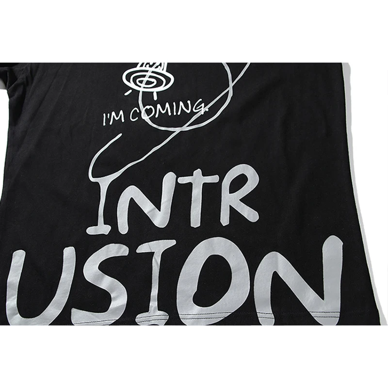 

2021 Hip Hop Oversized T Shirt Men Summer Graffiti Printing Crewneck Loose Couple Short Sleeve Tshirts Harajuku Black Tees Tops