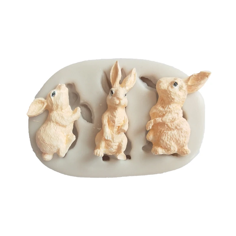 

3D DIY Rabbit Fondant Silicone Mold Chocolate Cake Gumpaste Mold Easter Bunny Kitchen Cooking Tools Cake Decoration Tool