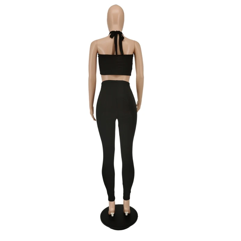 

Backless Strapless Bodycon Bandage Outfits For Women Tube Two Piece Set Tight Slim Fit Solid Color Sexy Club Wear Summer Style