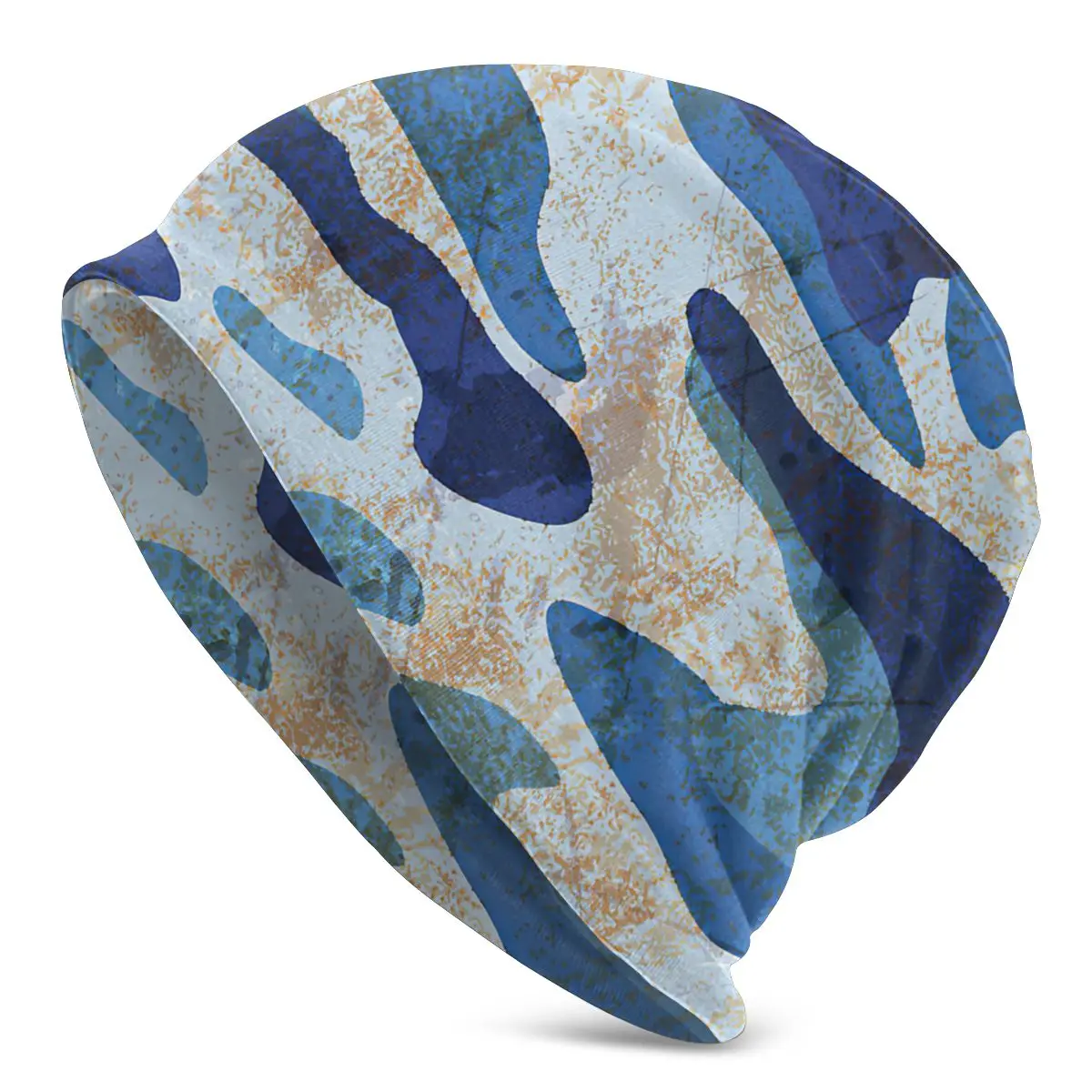 

Грязно-голубая Шапка-бини с камуфляжным узором, Удобная шапка-пуловер, вязаная шапка для взрослых мужчин и женщин