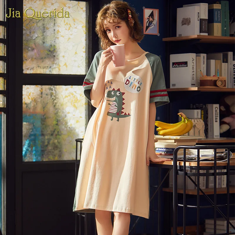 Ночная рубашка одежда для сна размера плюс с коротким рукавом|Ночные сорочки и
