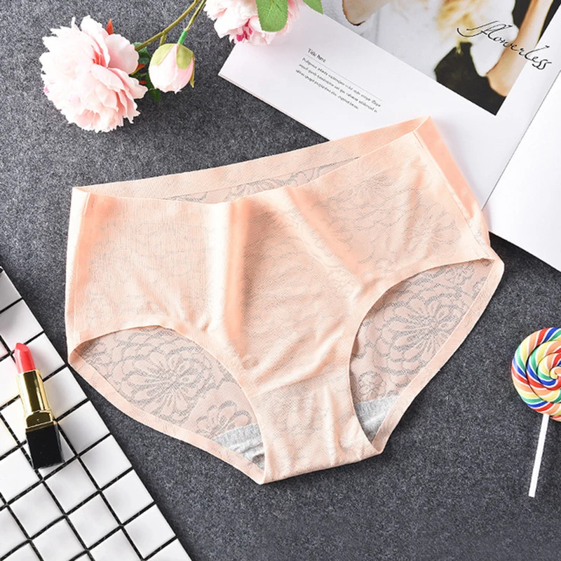 

Women Ice Silk Panties Seamless Briefs Sexy Underwear Low Waist Lingerie Underpants