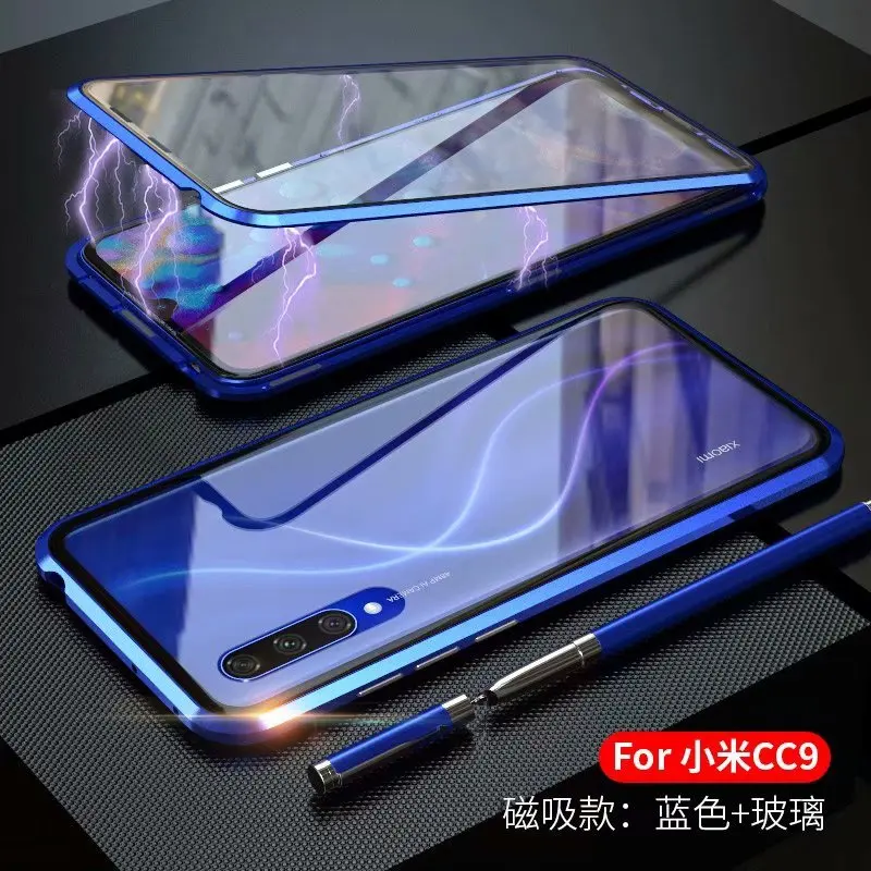 

capa fundas Aluminum Bumper front + rear Glass Cover Luxury Phone Case for Xiaomi Mi CC9 Bumper protective phone case