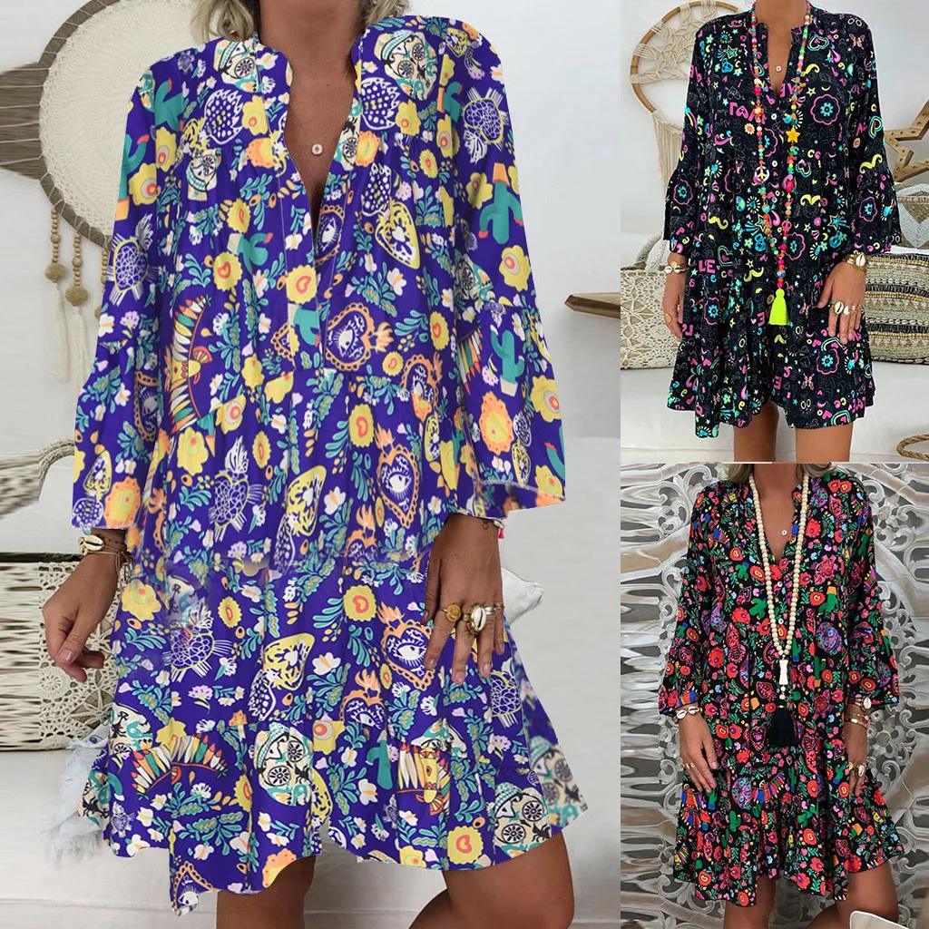 S 5XL очень большой размер Модная пикантная обувь с цветочным принтом мини платье