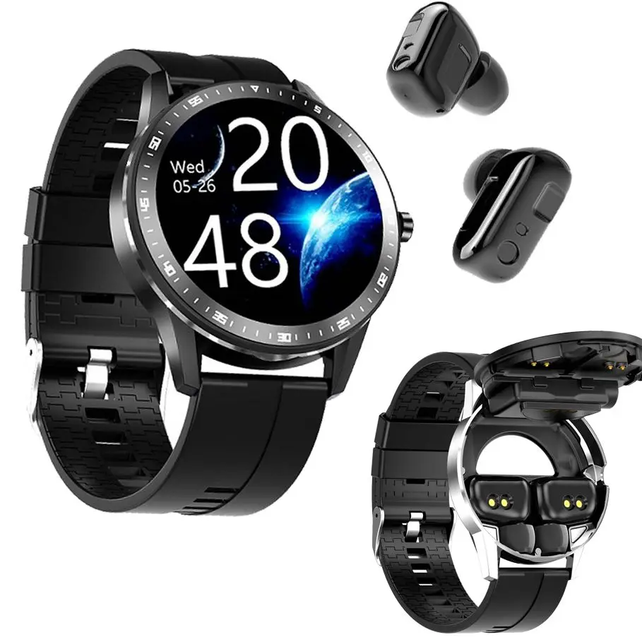 

Wireless Blue Tooth Headset Smart Watch 2021 Smartwatch ECG Heartrate Monitor Temperature Test IP67 For Apple&Android