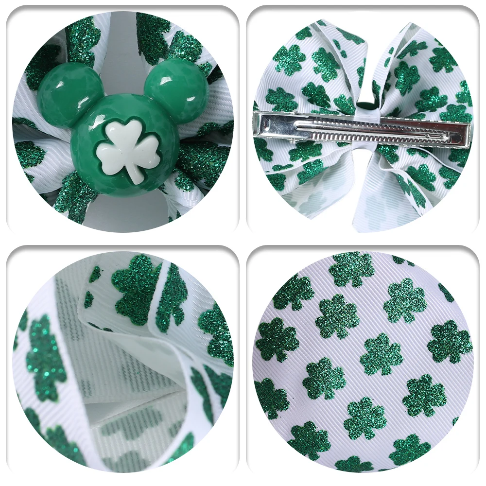 

St. Patrick 's Day Irish Lucky Shamrock Bow Hair Clips For Kids Children Cute Fashion Girls Fesitival Party Cartoon Hat Hairpin