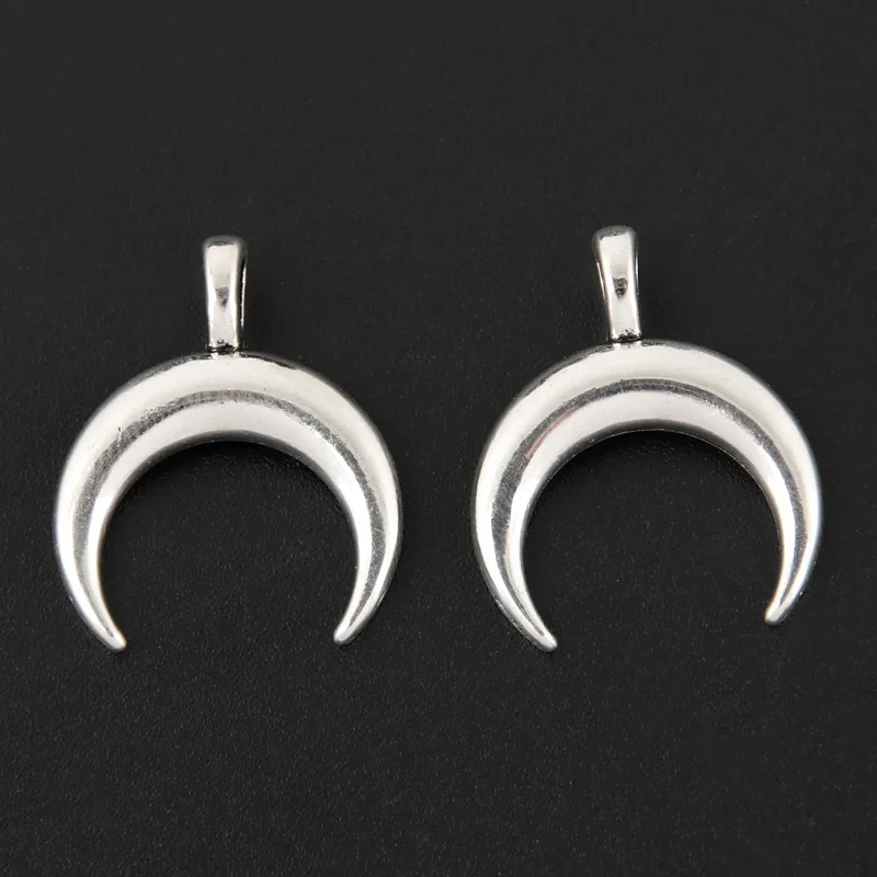 

50pcs Silver Color 20.5x17mm Moon Charms Meniscus Natural Pendant Fit DIY Jewelry Making Handcrafted Accessories
