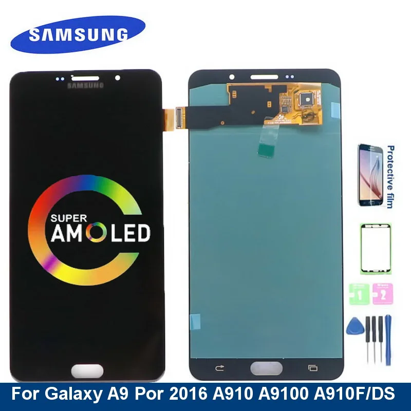 ЖК-дисплей Super AMOLED A910 для Samsung Galaxy A9 Por 2016 A9100 A910F/DS с сенсорным экраном и