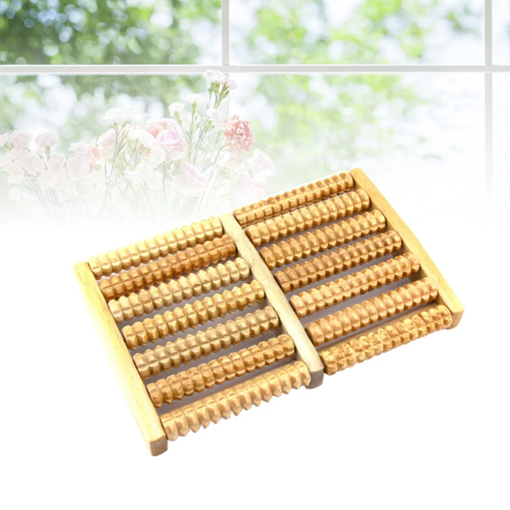

7 Rows Wheel Wooden Massager Wood Roller Foot Massager Relax Relief Massager
