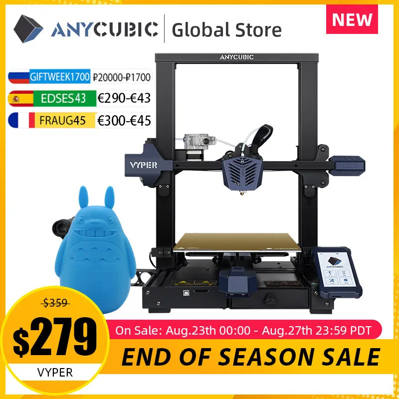 Распродажа Anycubic FDM 3d принтер Новый Vyper diy kit электроника печать с автоматическим