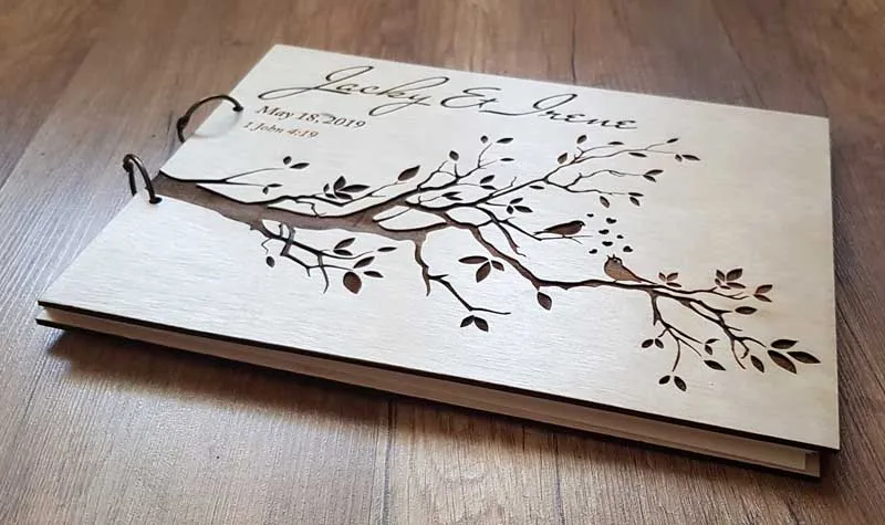 Индивидуальная гравировка деревянная Гостевая книга птица Свадебная