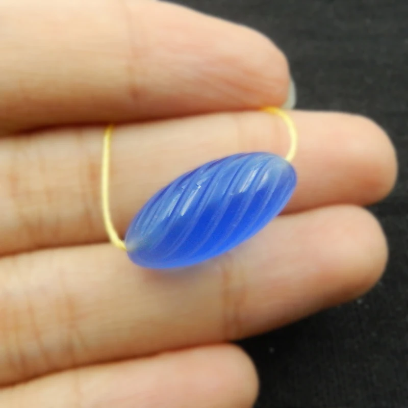 Натуральный камень синяя яшма ручной работы красивый кулон бисер 20x9 мм 2 г|cabochon
