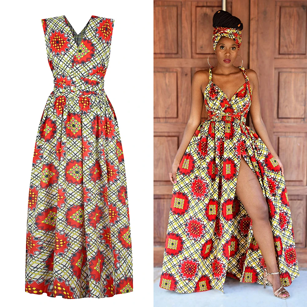 

Digital Prints African Wax Sexy Long Dresses Women Traditional Clothing Dashiki Ankara Maxi Sundress DIY Multiple Wear