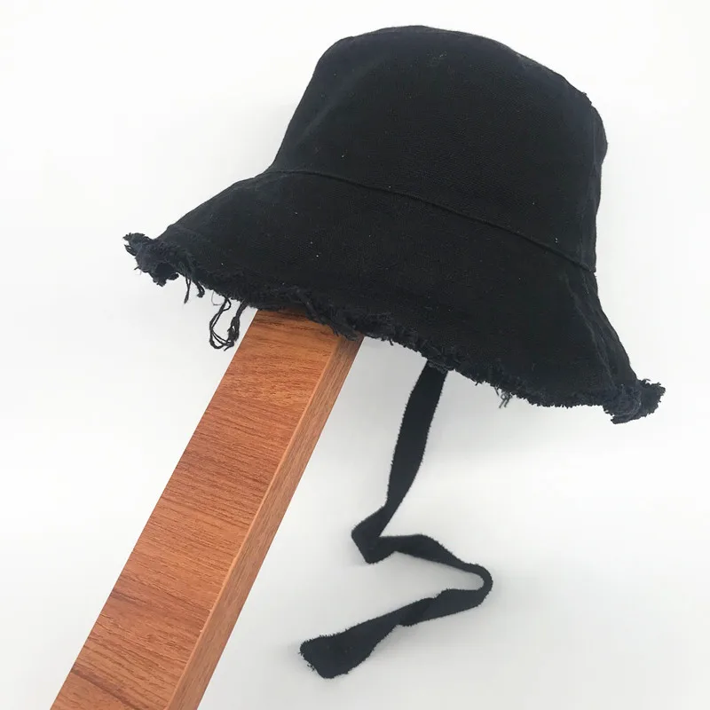 KPOP G-Dragon Pure Cotton Washed Hand-worn Edging Sunshade Hat Flat Bucket Hat Long Strip Lanyard Fans Collection y219