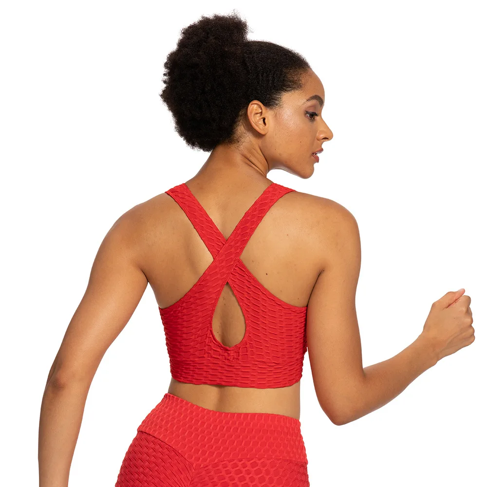 Женский спортивный бюстгальтер облегающий жаккардовый для фитнеса йоги бега