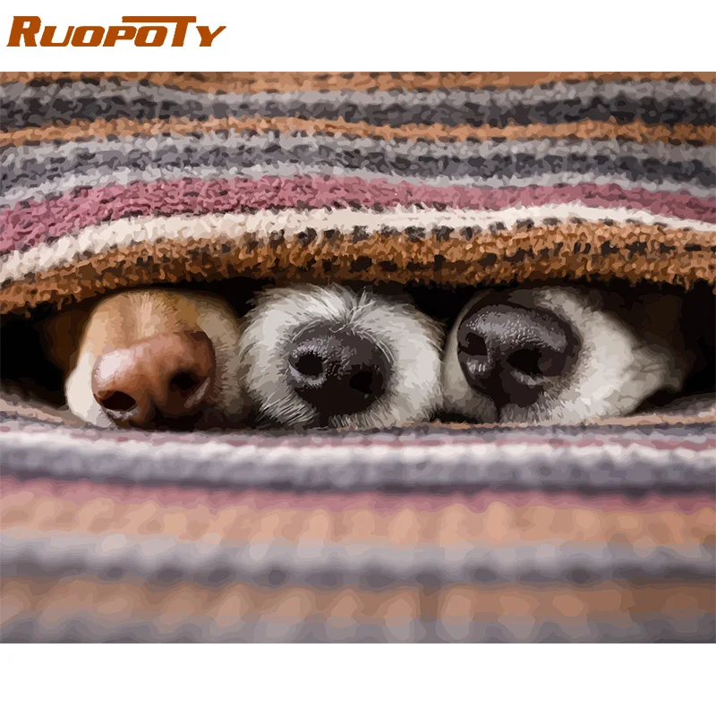 Ruopoty рамка картина животные Diy картина по номерам Комплект Современная Настенная живопись холст по номерам картина с каллиграфией для домашний декор