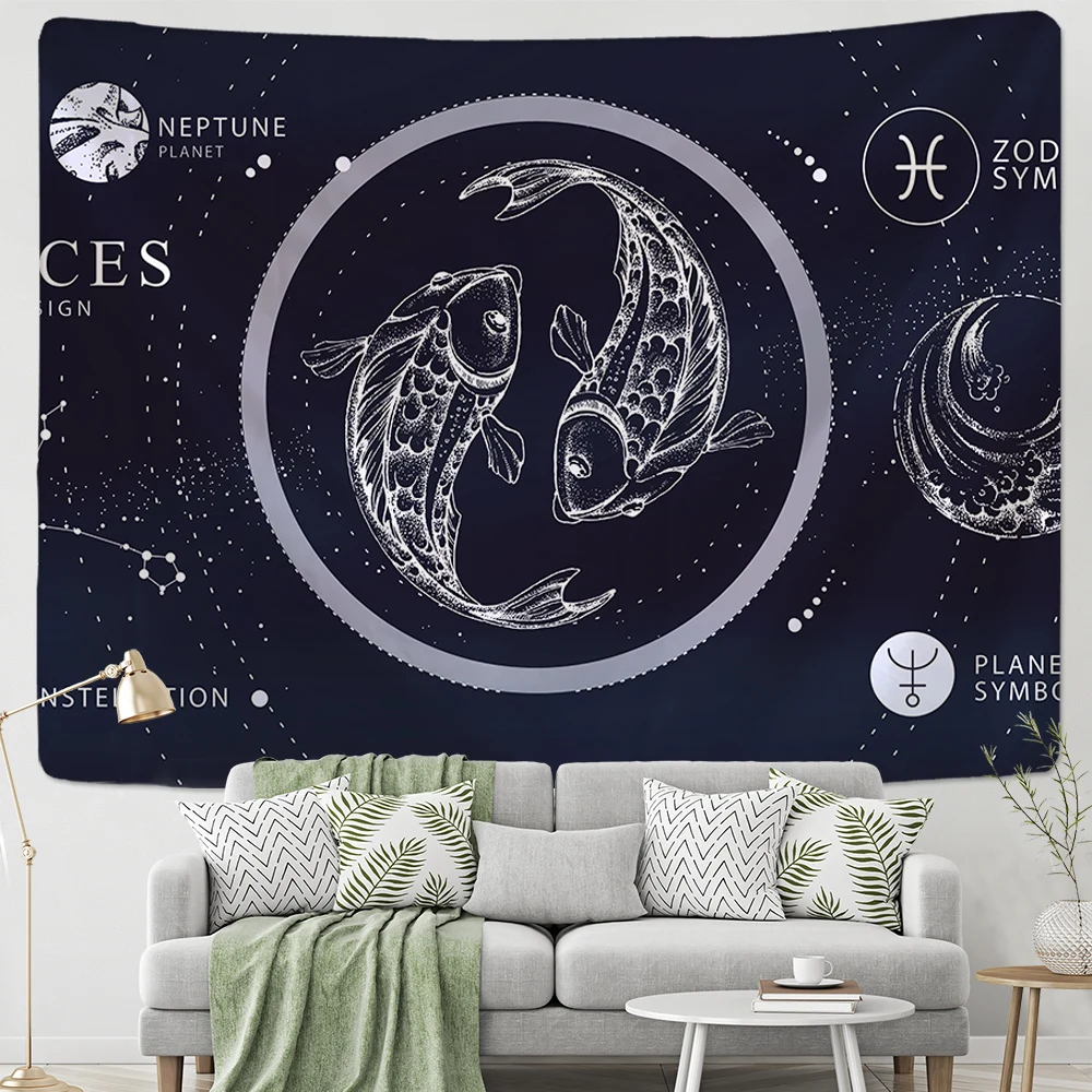 Японский гобелен КИТ Дракон рыба настенный спальня ванная комната кровать