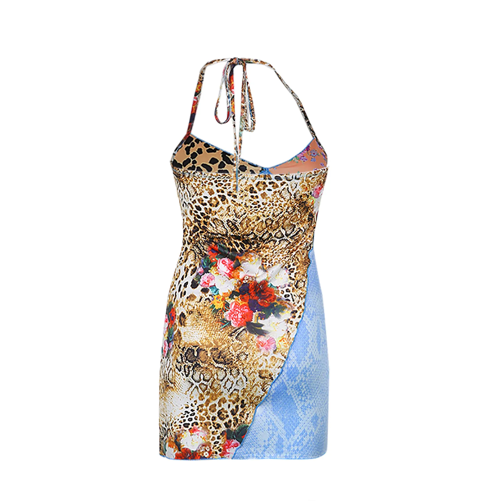 

Dresses For Women 2021 Summer Sexy Halter Neck Empire-waist Printing Mini Pencil Dress Robes