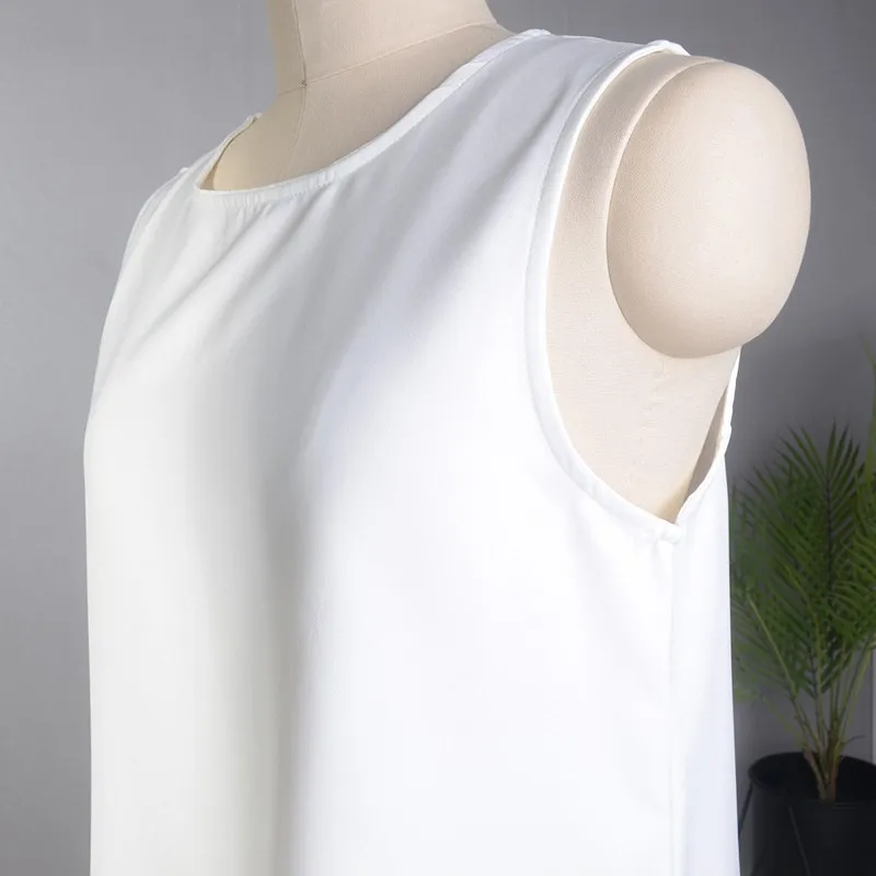 Блузка CHICEVER женская шифоновая рубашка с круглым вырезом без рукавов