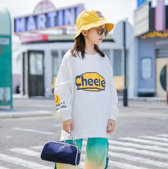 

Cultiseed Girls Autumn New Hoodies Big Children Girl Letter Print Long Sleeve Loose Casual Sweatshirts Kids Cute Sports Hoodies