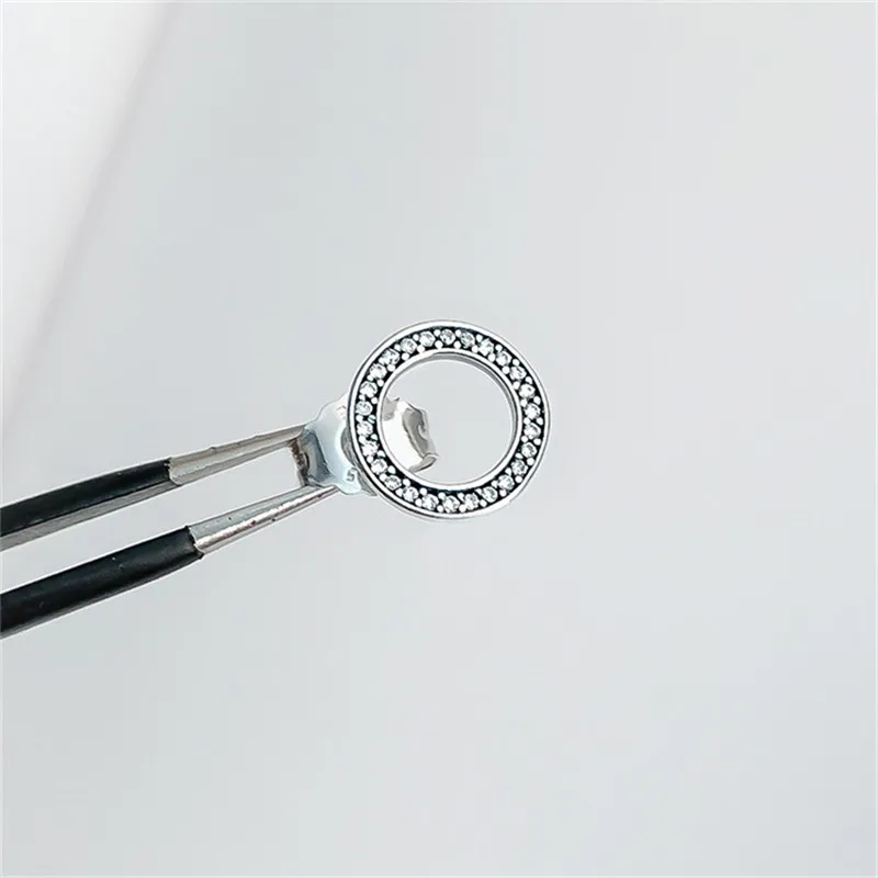 

925 Sterling Silver Sparkling Circle Stud Glamour Everlasting Earrings for Women party Jewelry