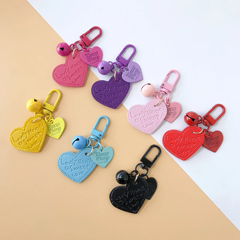 

8Colors Bell Heart Leather KeyChain Fashion Women Car Pendant Luxury Key Chain Accesorias Charm Handbag Keyring Wholesale