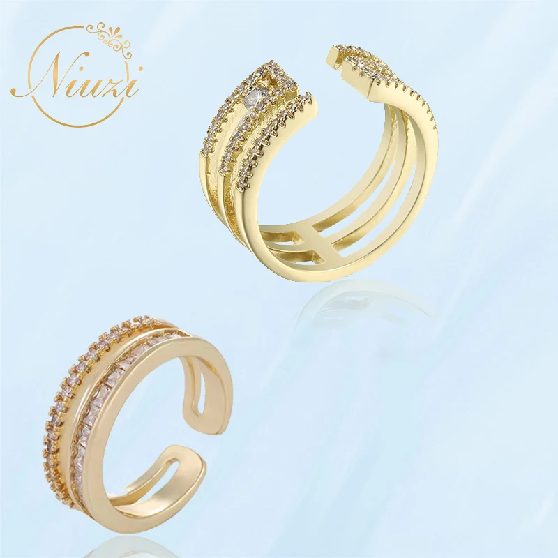 

Fashion Gold Color Vintage Opening Rings For Women Luxury Crystal Geometric Round Adjustable Rings Teen Girls Party Fine Jewelry