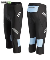 wosawe mens cycling cropped pants reflective riding bike tights clothing 3d gel padded riding mtb spinning bicycle shorts