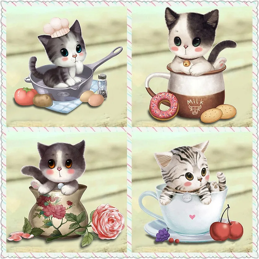 Полностью Алмазная вышивка шапка кошка 5D сделай сам алмазная живопись круглые