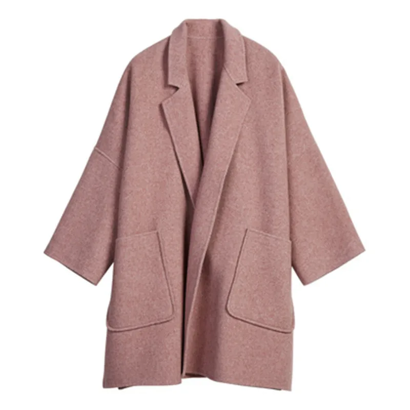 

2020 New Autumn Winter Wool Cashmere Coat Women Jackets Loose Slim Cardigan Long Woolen Coats Female Outerwear N1024