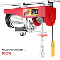 800kg electric hoist with electric car hoist 230v household crane electric cable hoist electric winch motor 1050w red steel hwc