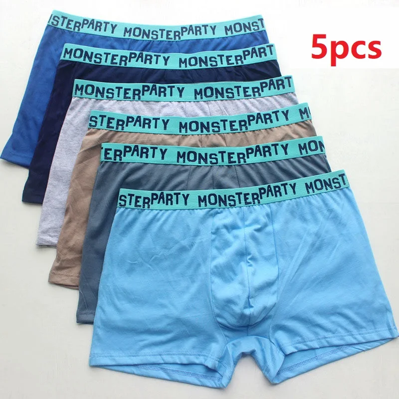 Трусы-боксеры мужские 100% хлопок дышащее нижнее белье однотонные 5 шт./лот |