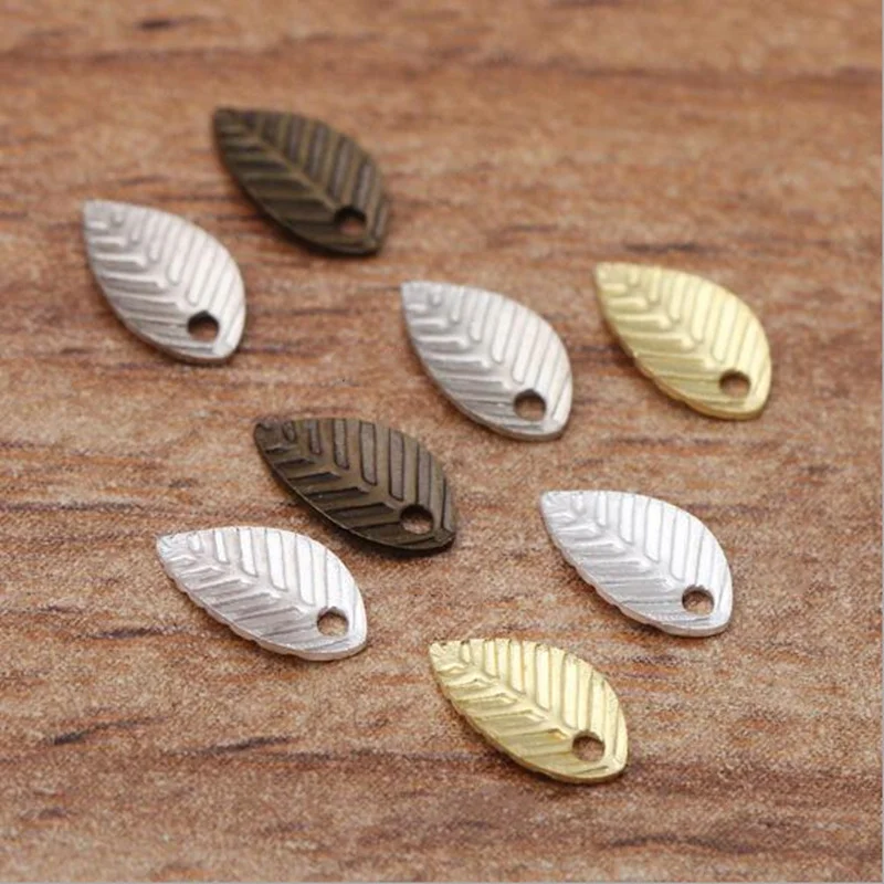 

100pcs 4x7mm Copper Leaves Shape Pendant Vintage Charms Necklace Bracelet Earring DIY For Jewelry Making Accessories Supplies