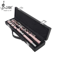 slade pink 16 holes flute with e key woodwind instrument closed hole c tone nickel silver key cupronickel tube with music case