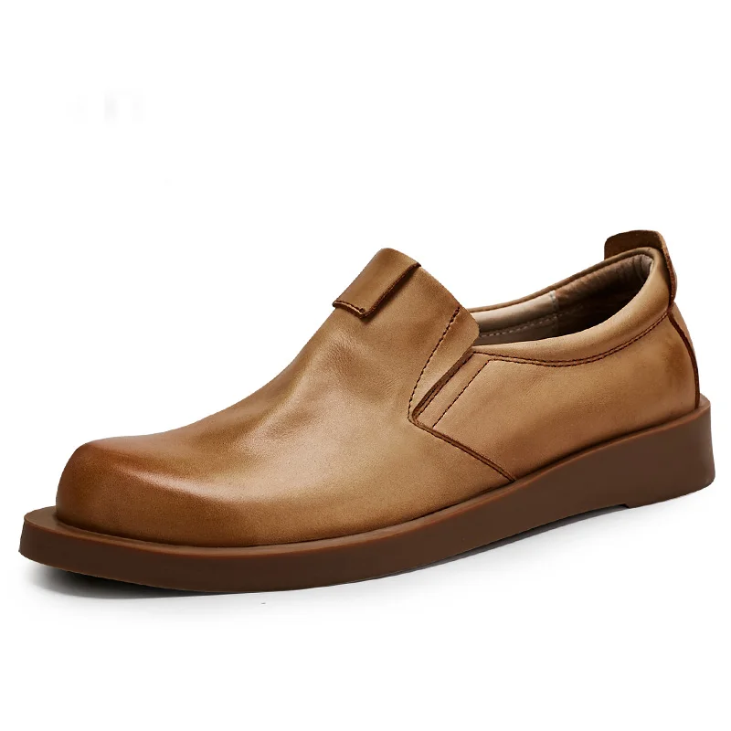 

Genuine Leather All-Match Cowhide Breathable Loafer Shoes Driving Shoes Soft Leisure Shoes Handmade Comfortable British Spring