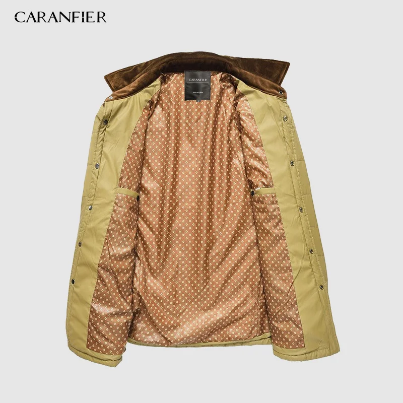 Осенне зимняя модная мужская куртка CARANFIER пальто повседневная с хлопковой