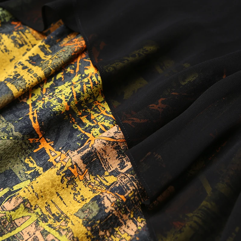 VOA 2020 осеннее модное черное стильное платье с длинным рукавом 5XL комплект из двух