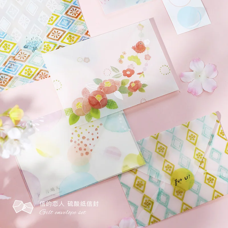 3 шт./компл. милые конверты прозрачный серной кислоты Бумага конверт симпатичное
