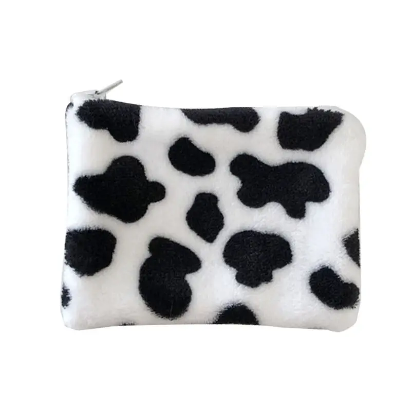 

Женский кошелек с коровьим узором, плюшевый Кошелек с мультипликационным рисунком, кошелек с монетницей, кредитной карманом на молнии