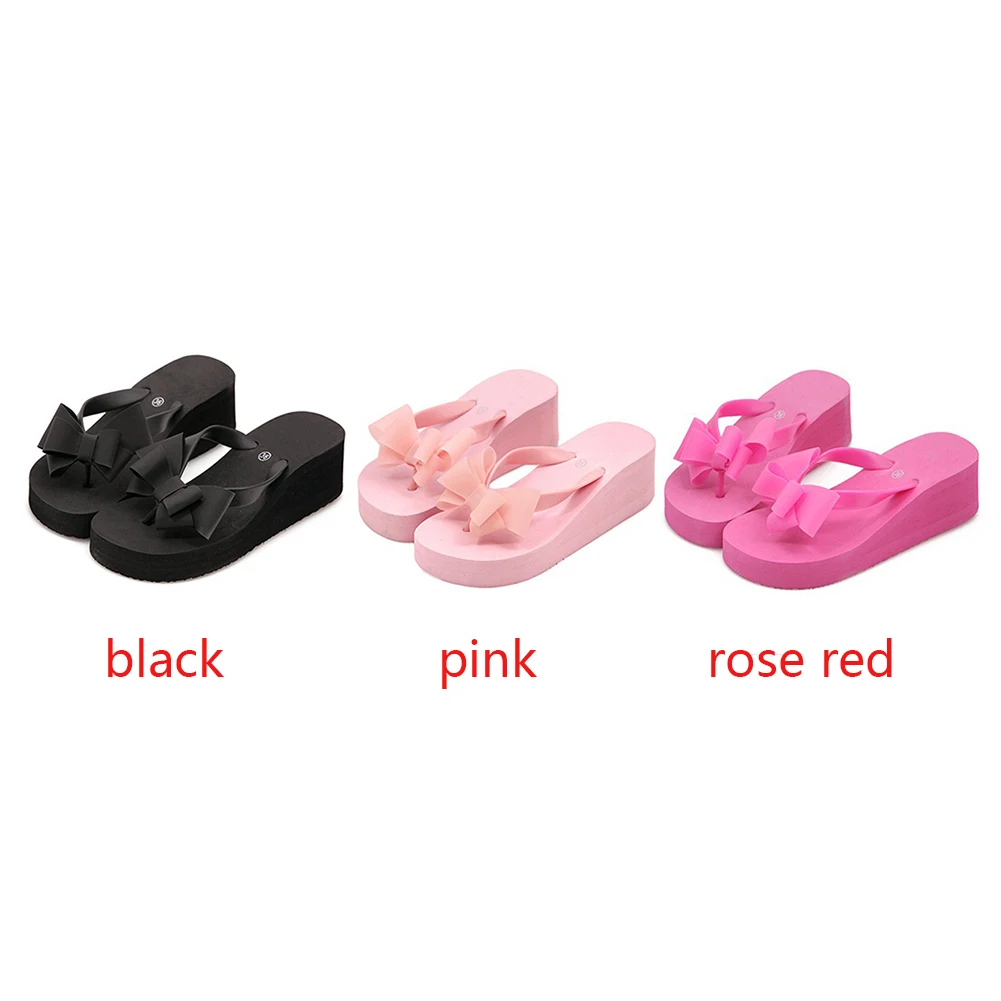 

Fashion Women Slippers Sandals Flip Flops Fabala Bohemian Bowknot Ladies Platform Wedge High Flat Heel Holiday