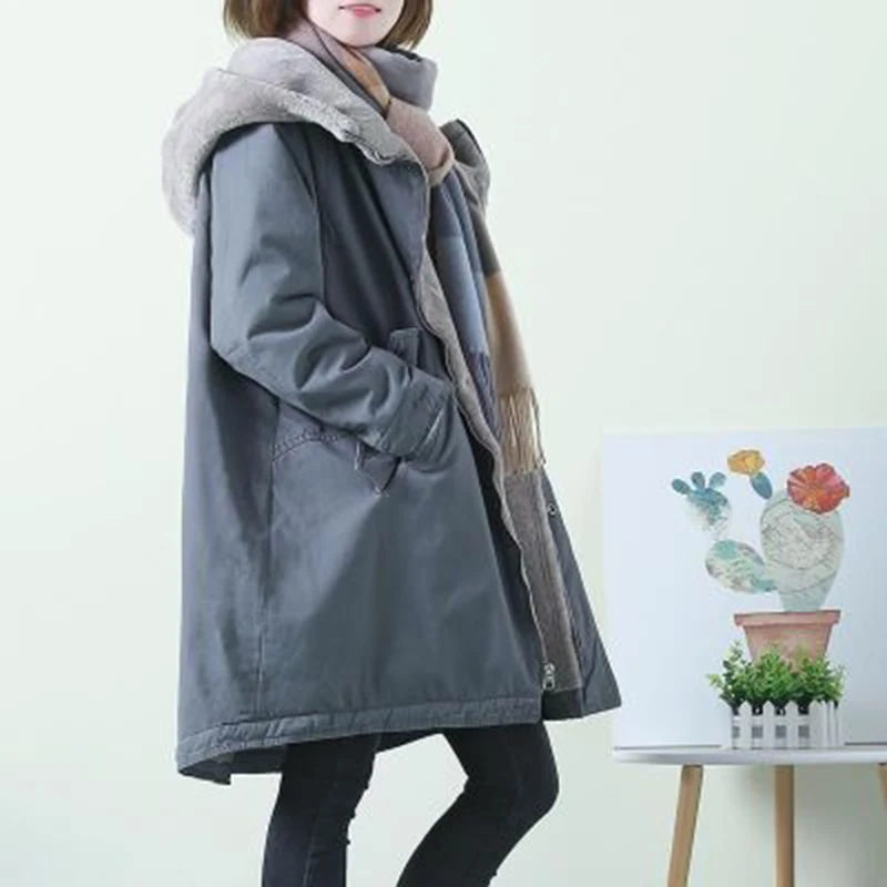 Causal hooded ladies Coat Long Coats Parka oversize Colour jacket mid-long women winter thick jacket  jacket women winter