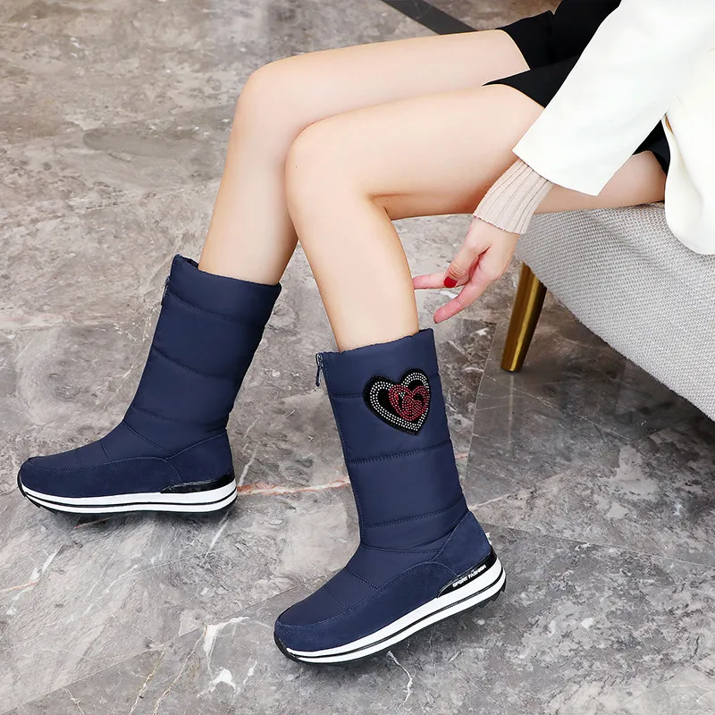 FEDONAS/Женская обувь на плоской платформе Новинка Сапоги до середины икры Теплые