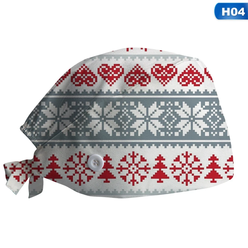

1PC New Scrub Nurse Hat gorros quirurgicos Floral Bouffant Sanitary Cap with Sweatband Cartoon Printing Nursing Caps Scrub Cap