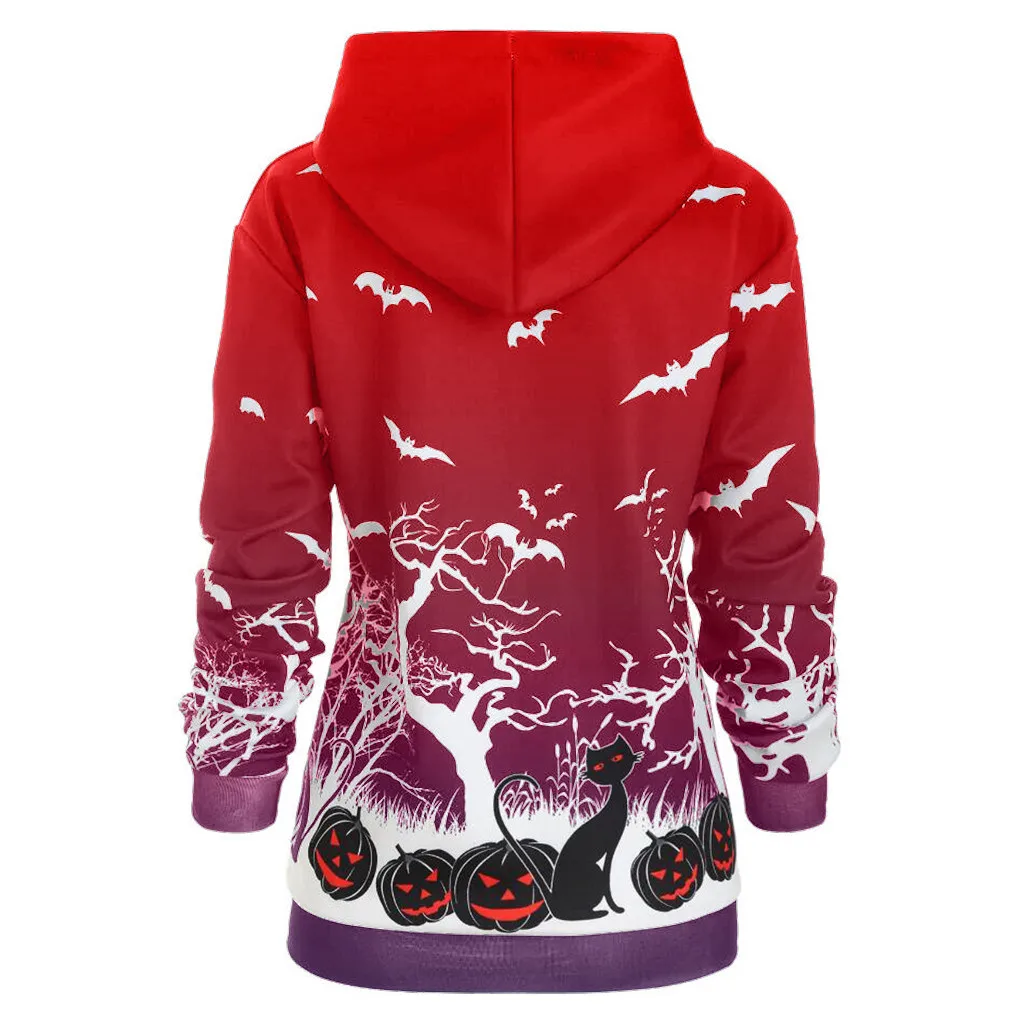 3D печатных Хэллоуин женские длинные толстовки платье с длинным рукавом