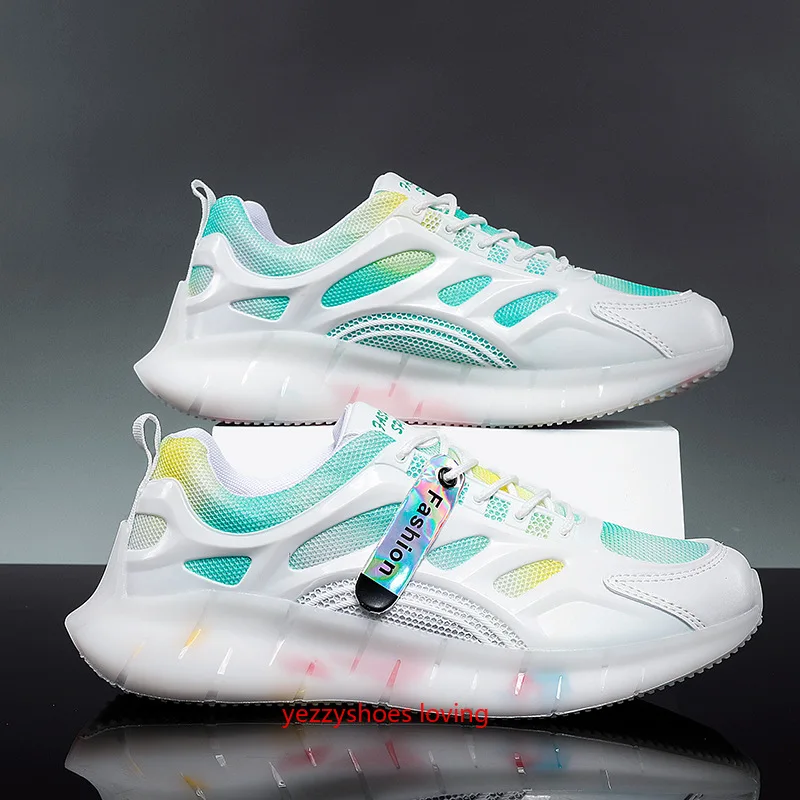 

Новинка лета 2021, Спортивная повседневная обувь, мужская обувь, Корейская трендовая Студенческая дышащая сетчатая обувь для бега с принтом п...