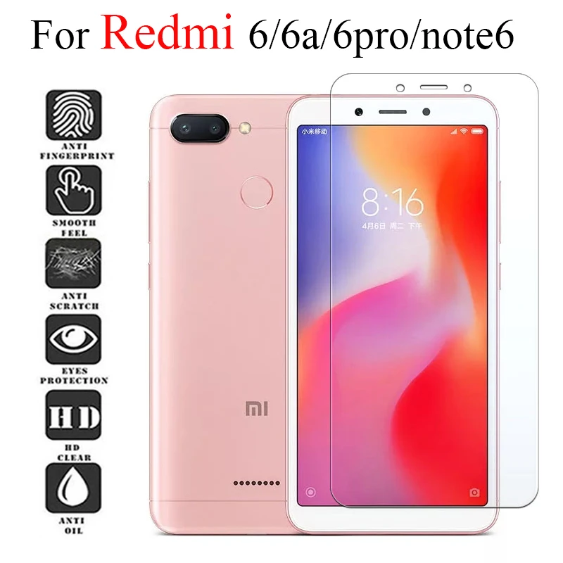 Защитное стекло для Xiaomi Redmi 6a pro note 6 Закаленное пленка Readmi Redme Tremp a6 6pro note6 6apro защита