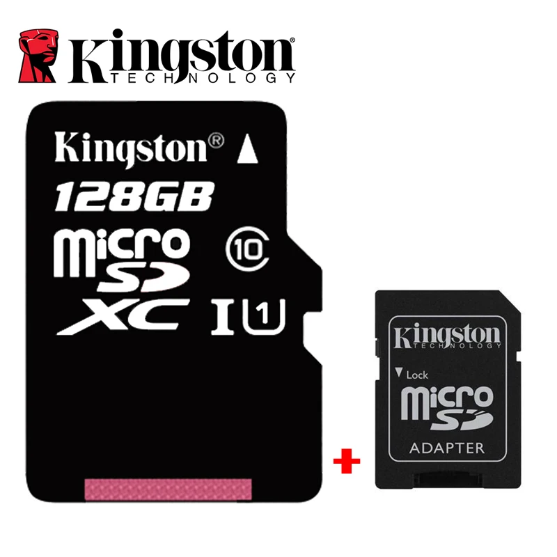 128GB with adapter Kingston Class 10, карта памяти, SD, 16 ГБ, 32 ГБ, 64 ГБ, 128 ГБ, 256 ГБ, Micro Card, Mini SD карта, C4, 8 ГБ, SDHC, SDXC, TF карта для смартфонов - Емкость: 128GB with adapter